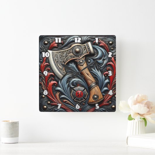 Vakmanschap te zien met een brandweerbijl vierkante klok (Huis)