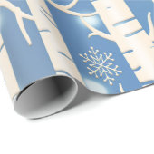Vakroze en blauwe vogelboom met sneeuwvlok cadeaupapier (Rol Hoek)
