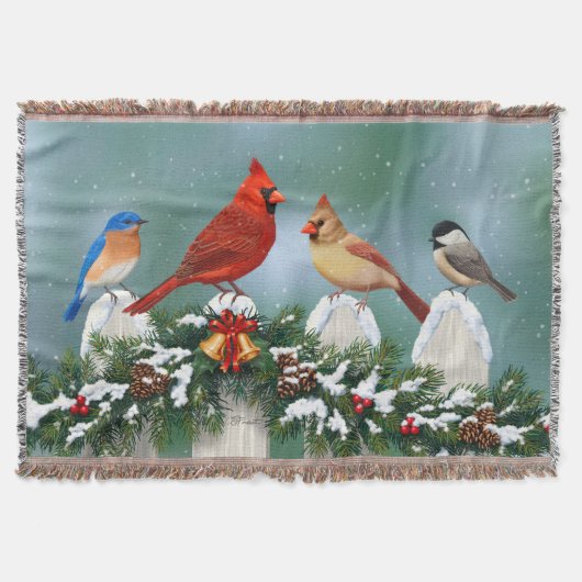 Vakvogels en kerstgarland deken (Voorkant)