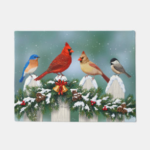 Vakvogels en kerstgarland deurmat