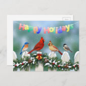 Vakvogels en kerstgarland feestdagenkaart (Voorkant / Achterkant)