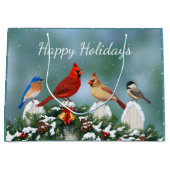 Vakvogels en kerstgarland groot cadeauzakje (Voorkant)