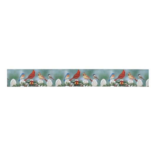 Vakvogels en kerstgarland grosgrain lint (Voorkant)