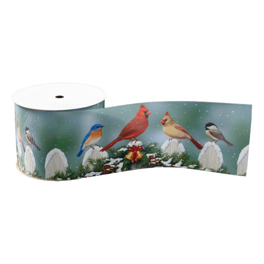 Vakvogels en kerstgarland grosgrain lint (Spoel)