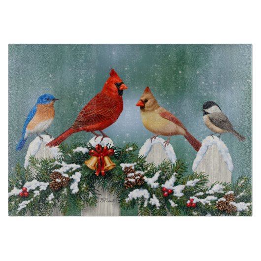 Vakvogels en kerstgarland snijplank (Voorkant)