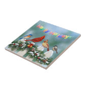 Vakvogels en kerstgarland tegeltje (Zijkant)
