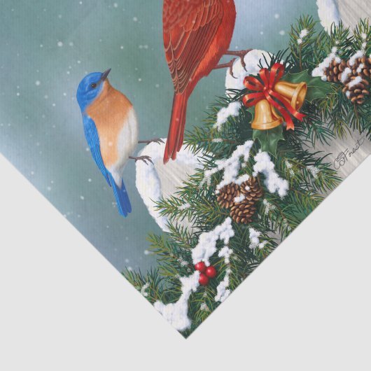 Vakvogels en kerstgarland tissuepapier (Detail)