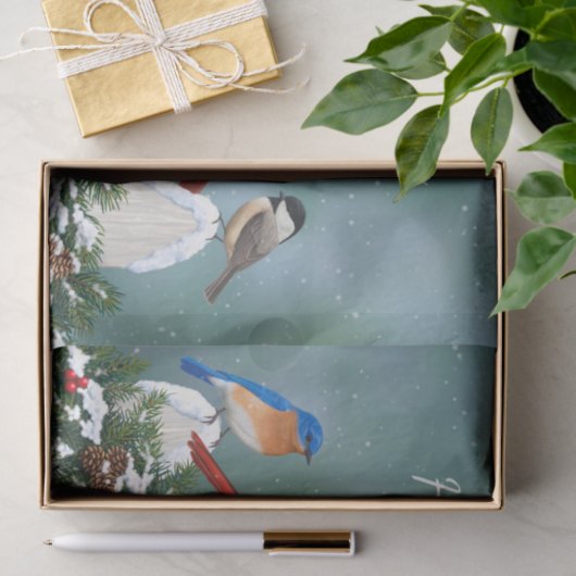 Vakvogels en kerstgarland tissuepapier (Geschenk)