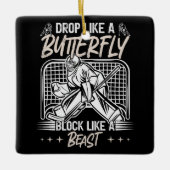 Val als een vlinder Blok als een Beest Keeper Keramisch Ornament (Voorkant)
