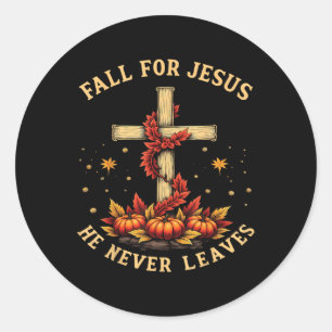 Val Christus Niet Hij Verlaat Nooit Herfst Trouw Ronde Sticker