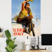 Val d'Aosta, Italië. Skiende vrouw. Winter Poster (Thuiskantoor)