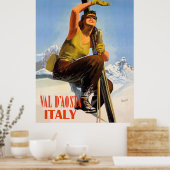 Val d'Aosta, Italië. Skiende vrouw. Winter Poster (Keuken)