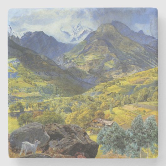 Val d'Aosta (landschap van de Italiaanse Alpen) Stenen Onderzetter (Voorkant)