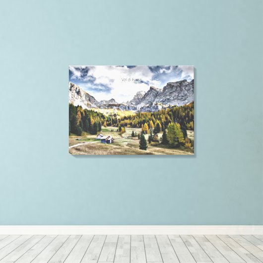 Val di Fassa, Trentino, Italië Canvas Afdruk (Insitu (Houten vloer))