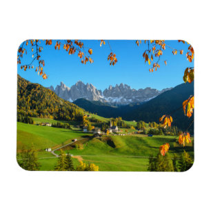 Val di Funes vallei in herfst rechthoekige magneet