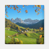 Val di Funes vallei met herfst bladeren magneet (Voorkant)