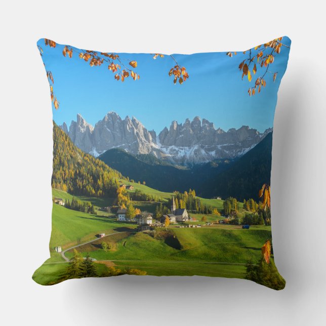 Val di Funes vallei met herfstblad Kussen (Voorkant)