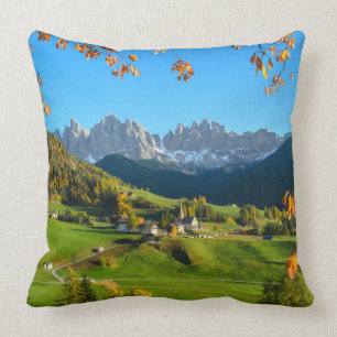 Val di Funes vallei met herfstblad Kussen