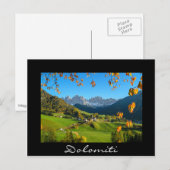 Val di Funes vallei met zwarte herfstbladeren Briefkaart (Voorkant / Achterkant)