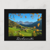 Val di Funes vallei met zwarte herfstbladeren Briefkaart (Voorkant)