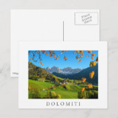 Val di Funes valley met witte herfstbladeren Briefkaart (Voorkant / Achterkant)