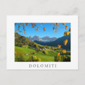 Val di Funes valley met witte herfstbladeren Briefkaart (Voorkant)