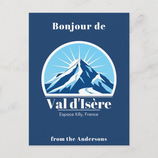 Val d'Isère France savoie blauw Briefkaart (Voorkant)