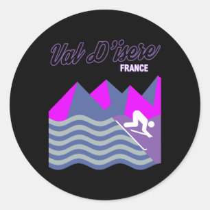 Val D'isere Franse Alpen Frankrijk Ski Resort Snow Ronde Sticker