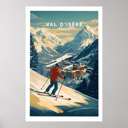 Val-dIsère Muur Kunst Ski Print 1 (Voorkant)