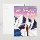 Val-d'Isère Ski vintage reisposter Briefkaart (Voorkant / Achterkant)