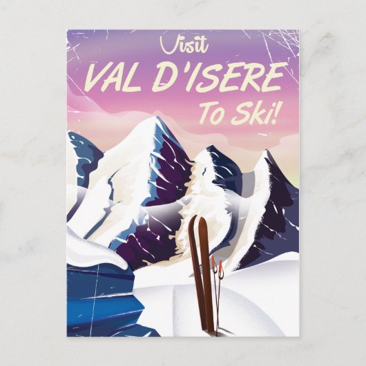 Val-d'Isère Ski vintage reisposter Briefkaart (Voorkant)