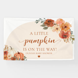 Val een klein pompoen herfst bloemige baby shower spandoek
