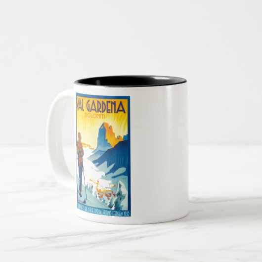 Val Gardena Dolomiti Tweekleurige Koffiemok (Voorkant links)