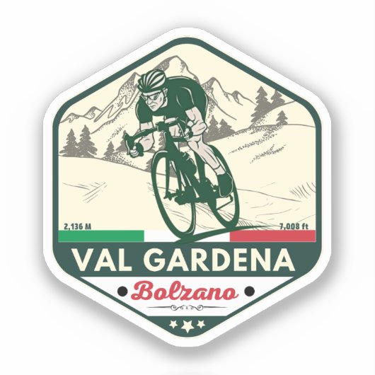 Val Gardena Italiaanse fietstocht Sticker (Voorkant)