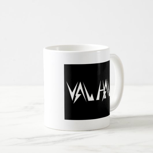 Val Halla FONT logo wit zwart Koffiemok (Voorkant rechts)