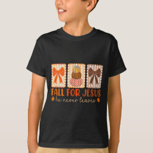 Val Hem Jezus Hij Verlaat Nooit Herfst Christelijk T-shirt