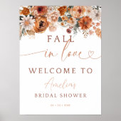 Val in de herfst bloemen welkomstbord poster (Voorkant)