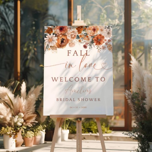 Val in de herfst bloemen welkomstbord poster