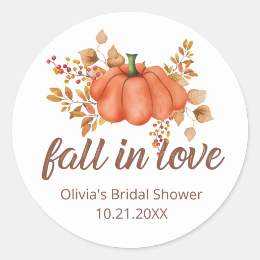 Val in de herfst pompoen bruiloft  ronde sticker (Voorkant)