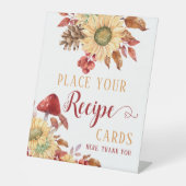 Val in de Liefde Bloemige Herfst Bruiloft Feest Re Reclamebord Met Voetstuk (Voorkant)