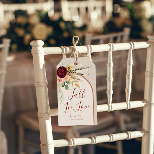 Val in liefde Boho Roest Boog Pampas Bloem Bruidsk Cadeaulabel