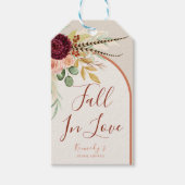 Val in liefde Boho Roest Bruidsboog Pampas Bloemen Cadeaulabel (Voorkant)