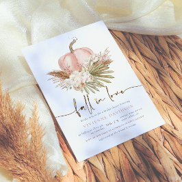 Val in liefde rozekleurige boho pompoen bruidsdouc kaart
