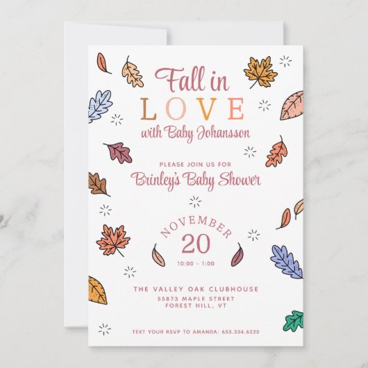 Val in Love Baby Shower Kaart (Voorkant)