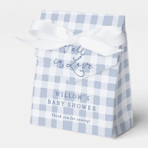 Val in Love Blauwe Gingham Jongens Baby Shower Bedankdoosjes