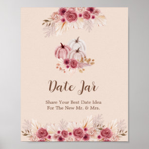 Val in Love Boho Roze Pompoen Date Jar Poster