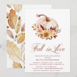 Val in Love Bruidsuitnodiging Roestige Bloemen Pom Kaart