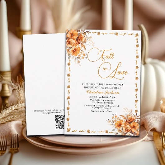 Val in Love Fall Bloemencode Bruiloftsborrel Kaart