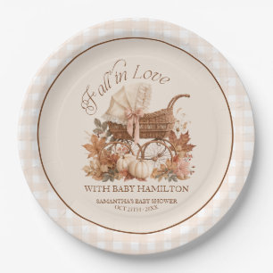 Val in Love Gingham Baby Shower Papieren Bordje