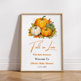Val in Love Pompoen Baby Shower Welkom Poster